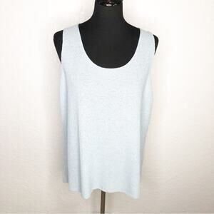 Eileen Fisher light blue wool scoop neck sleeveless sweater shell